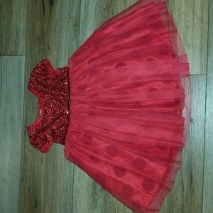 18M Excellent Condition Red Holiday Christmas Dress sequins tulle polka dots